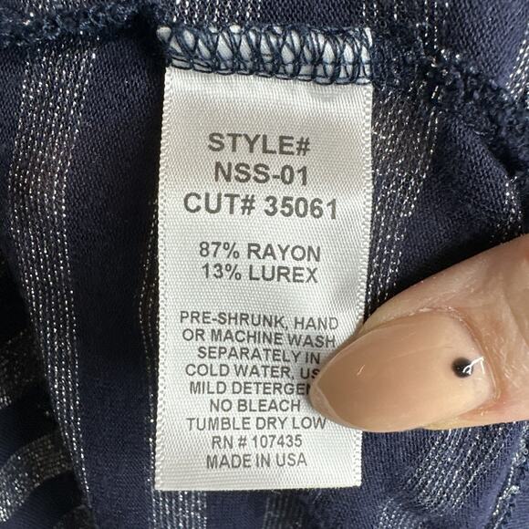 Hard Tail Vintage 90s Y2K Navy Metallic Racerback Sheer Tank Top Womens Small - Picture 10 of 11